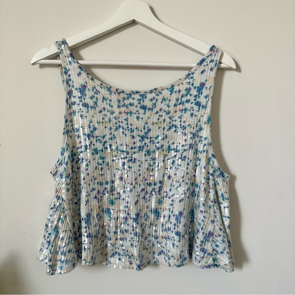 NWT Free People Multicolor Sequin Crop Top Size S - Picture 2 of 5